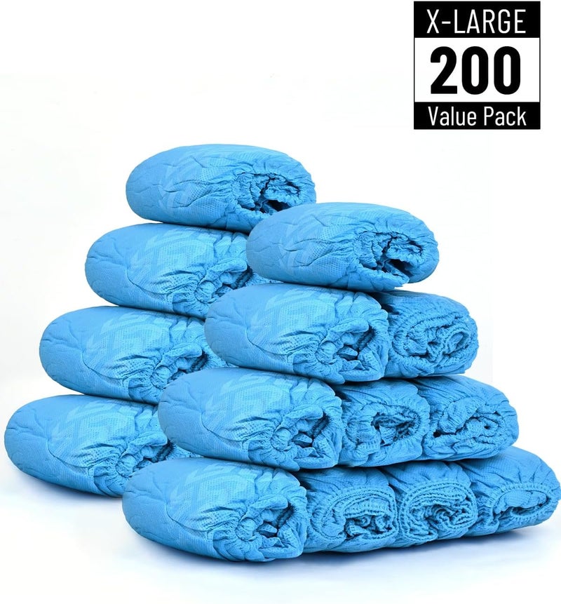 Buself X-Large 200 Count Shoe Covers Disposable Non-Slip, Premium Cloth Boot Covers, Slip-resistant, Durable, Breathable, Non-toxic, Recyclable, Stretchable Fits Up to Size 13 US Men - Blue - Image 2